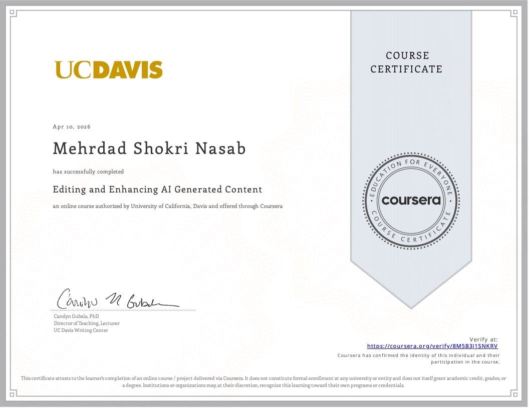 University of California, Davis Editing and Enhancing AI Generated Content